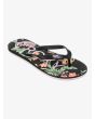 Sandalias Roxy Tahiti ARJL100869-BL0 para mujer, vista lateral, diseño con suela negra de EVA reciclada y tiras de TPR suave en color negro