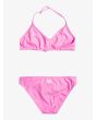 Conjunto de bikini triangular Roxy Swim For Days Girl Rosa para niña posterior