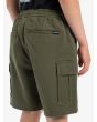Niño con Short cargo Quiksilver Taxer Verde Militar bolsillo trasero