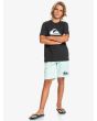 Niño con short de felpa Quiksilver Easy Day azul turquesa frontal 