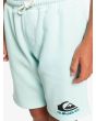 Niño con short de felpa Quiksilver Easy Day azul turquesa detalle logo