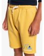 Pantalón corto de felpa Quiksilver Easy Day amarillo para niño detalle logo