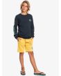 Pantalón corto de felpa Quiksilver Easy Day amarillo para niño frontal