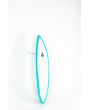 Shortboard Channel Islands Al Merrick Twin Pin 5'11" 32.9L en color turquesa posterior lateral