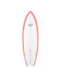 Tabla de Surf Shortboard Roxy Fish 5'10" 36L en color blanco con los cantos en coral posterior