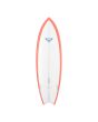 Tabla de Surf Shortboard Roxy Fish 6'2" 41.9L en color blanco con los cantos en coral posterior