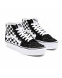 Zapatillas Vans con plataforma Sk8-Hi 2.0 en color negro checkerboard con banda lateral sidestripe blanca frontal