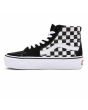 Zapatillas Vans con plataforma Sk8-Hi 2.0 en color negro checkerboard con banda lateral sidestripe blanca izquierda
