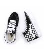 Zapatillas Vans con plataforma Sk8-Hi 2.0 en color negro checkerboard con banda lateral sidestripe blanca superior