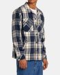 Hombre con Sobrecamisa de franela RVCA Flight Risk Shirt Jacket Azul a cuadros derecha