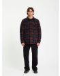 Hombre con sobrecamisa de forro polar Volcom Bowered Fleece Merlot corte clásico