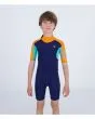 Niño con Traje de surf de primavera con manga corta y cremallera en la espalda Hurley Kid Advant 2/2mm Azul frontal