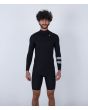 Hombre con traje de surf de primavera con manga larga y cremallera en el pecho Hurley Advant 2/2mm Springsuit Negro frontal 