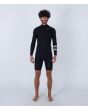 Hombre con traje de surf de primavera con manga larga y cremallera en el pecho Hurley Advant 2/2mm Springsuit Negro 