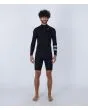 Hombre con traje de surf de primavera con manga larga y cremallera en el pecho Hurley Advant 2/2mm Springsuit Negro 