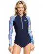 Mujer con Traje de surf de primavera con manga larga Roxy 1.5 mm Pop Surf Cheeky azul 