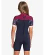 Traje de surf de primavera Roxy Syncro 2/2mm con manga corta cremallera espalda para niña 2 a 7 años en color azul y granate posterior