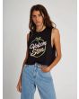 Camiseta de tirantes corta para mujer Volcom Stone Hour negra Izquierda
