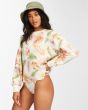 Mujer con Sudadera sin capucha Billabong Cut Off blanca con estampado floral lateral