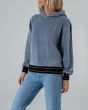 Mujer con sudadera con capucha Lightning Bolt Heavy Sea azul  lateral
