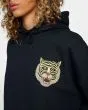Sudadera con capucha de forro polar Rvca Leines Tiger Face negra para mujer bordado