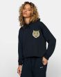 Sudadera con capucha de forro polar Rvca Leines Tiger Face negra para mujer