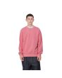 Hombre con Sudadera Carhartt WIP Duster Script Rosa teñida con pigmentos 