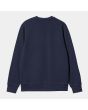 Sudadera Carhartt WIP Script Embroidery Sweat azul con logo blanco para hombre posterior