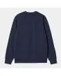 Sudadera Carhartt WIP Script Embroidery Sweat azul con logo blanco para hombre posterior