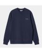 Sudadera Carhartt WIP Script Embroidery Sweat azul con logo blanco para hombre