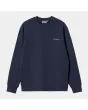 Sudadera Carhartt WIP Script Embroidery Sweat azul con logo blanco para hombre