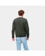 Hombre con Sudadera Carhartt WIP Script Embroidery Sweatshirt verde con logo blanco espalda