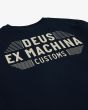 Sudadera orgánica Deus Ex Machina Fender Crew azul marino para hombre estampado posterior