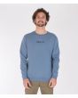 Hombre con sudadera Hurley Bengal Fleece Crew azul frontal