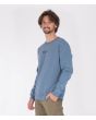 Hombre con sudadera Hurley Bengal Fleece Crew azul izquierda