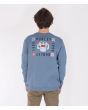 Hombre con sudadera Hurley Bengal Fleece Crew azul posterior