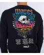 Hombre con sudadera Hurley Wave Tour negra estampado espalda