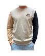 Hombre con sudadera Mission Mixcolor Logo Explore Gris con mangas beige y negra frontal
