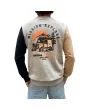 Hombre con sudadera Mission Mixcolor Logo Explore Gris con mangas beige y negra 