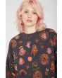 Mujer con sudadera oversize Volcom Connected Minds negra estampado