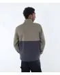 Hombre con Sudadera de forro polar con cremallera Hurley Apls Block Crew Gris y Verde posterior