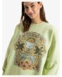 Mujer con sudadera oversize Roxy Lineup Butterfly Verde estampado