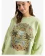 Mujer con sudadera oversize Roxy Lineup Butterfly Verde estampado