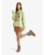 Mujer con sudadera oversize Roxy Lineup Butterfly Verde corte extra-grande
