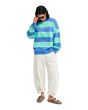Mujer con Sudadera Roxy Strictly Stripes Oversized azul verde y rosa corte extra-grande