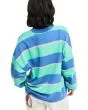 Mujer con Sudadera Roxy Strictly Stripes Oversized azul verde y rosa posterior