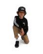 Chico con sudadera sin capucha Vans Exposition Check negra arrodillado