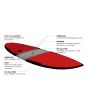 Tabla de Surf Quiksilver QS Hybrid 6'4 39L Roja Sistema Quillas Futures características