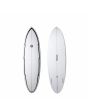 Tabla de surf Summer Vibes Discus 6'4 blanca y negra con configuración thruster 43,1L