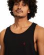 Hombre con sin mangas Volcom Stone Blanks Negra bordado logo
